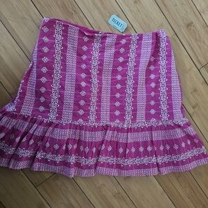 Women's Pink Embroidered Ruffle Skirt -